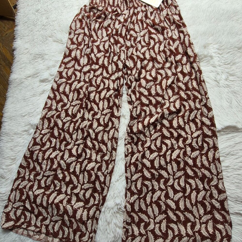 Wide Legged Flared Women's Pants, Sparkly Leaf Pattern, Small/Medium